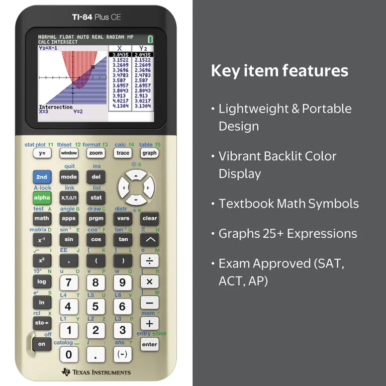Texas Instruments, Graphing Calculator, TI-84 Plus CE, Gold