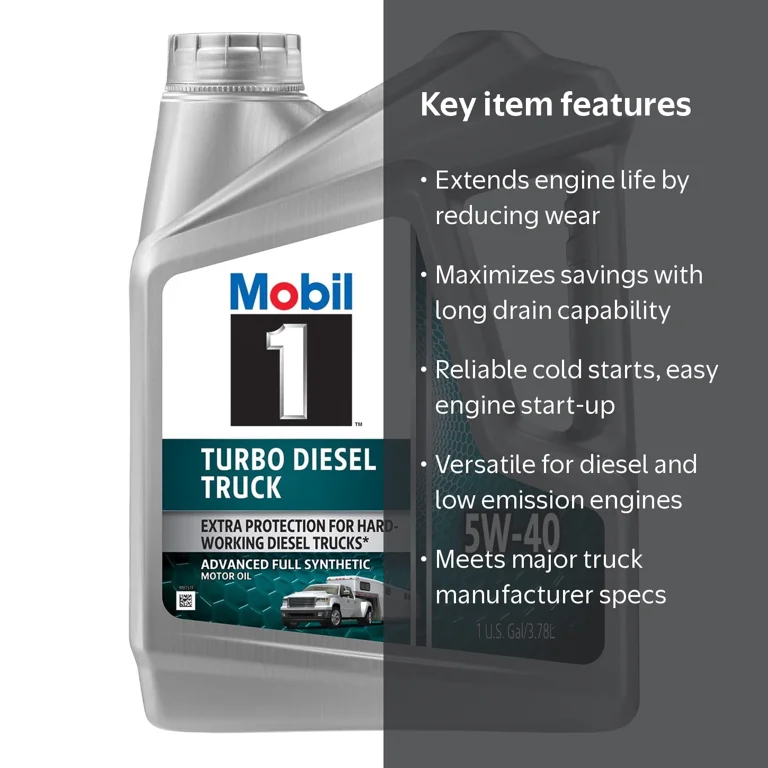 Mobil 1, Turbo Diesel Truck Full Syn Motor Oil, 1 Gal 3pk, 5W-40