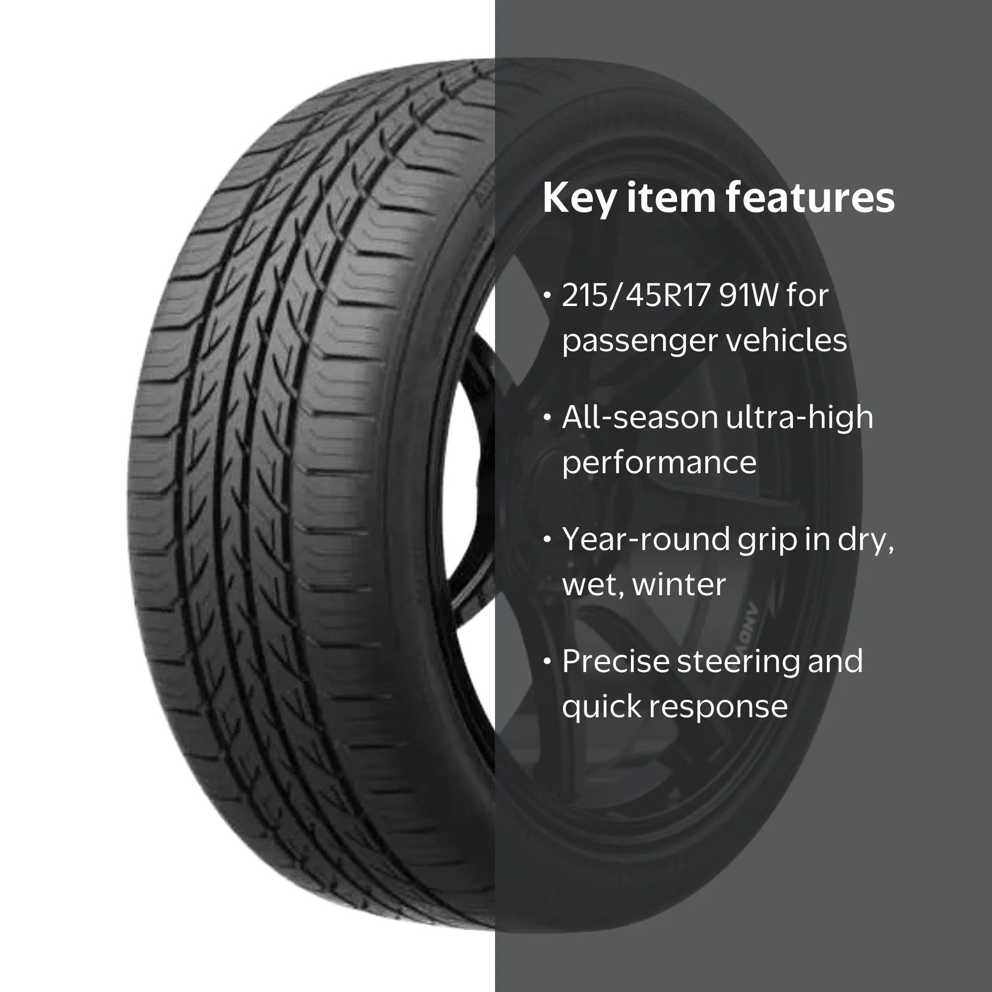タイヤ・ホイール 215/45r17KENDA (7-252) Kosic DRS-7 UHP 215/45R17 91W Passenger Tire - Walmart.com