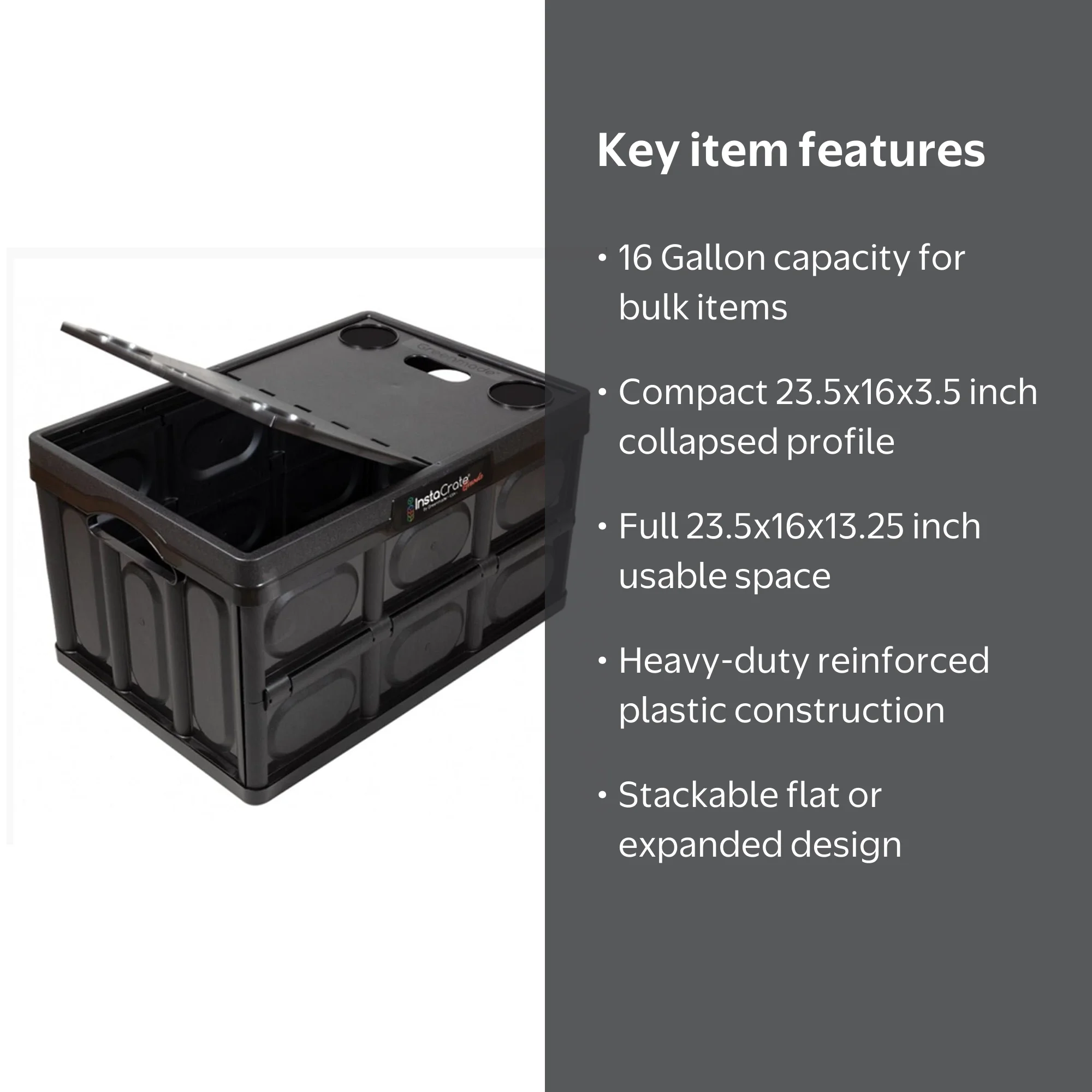 Greenmade Instacrate 16 Gallon Large Plastic Storage Bin