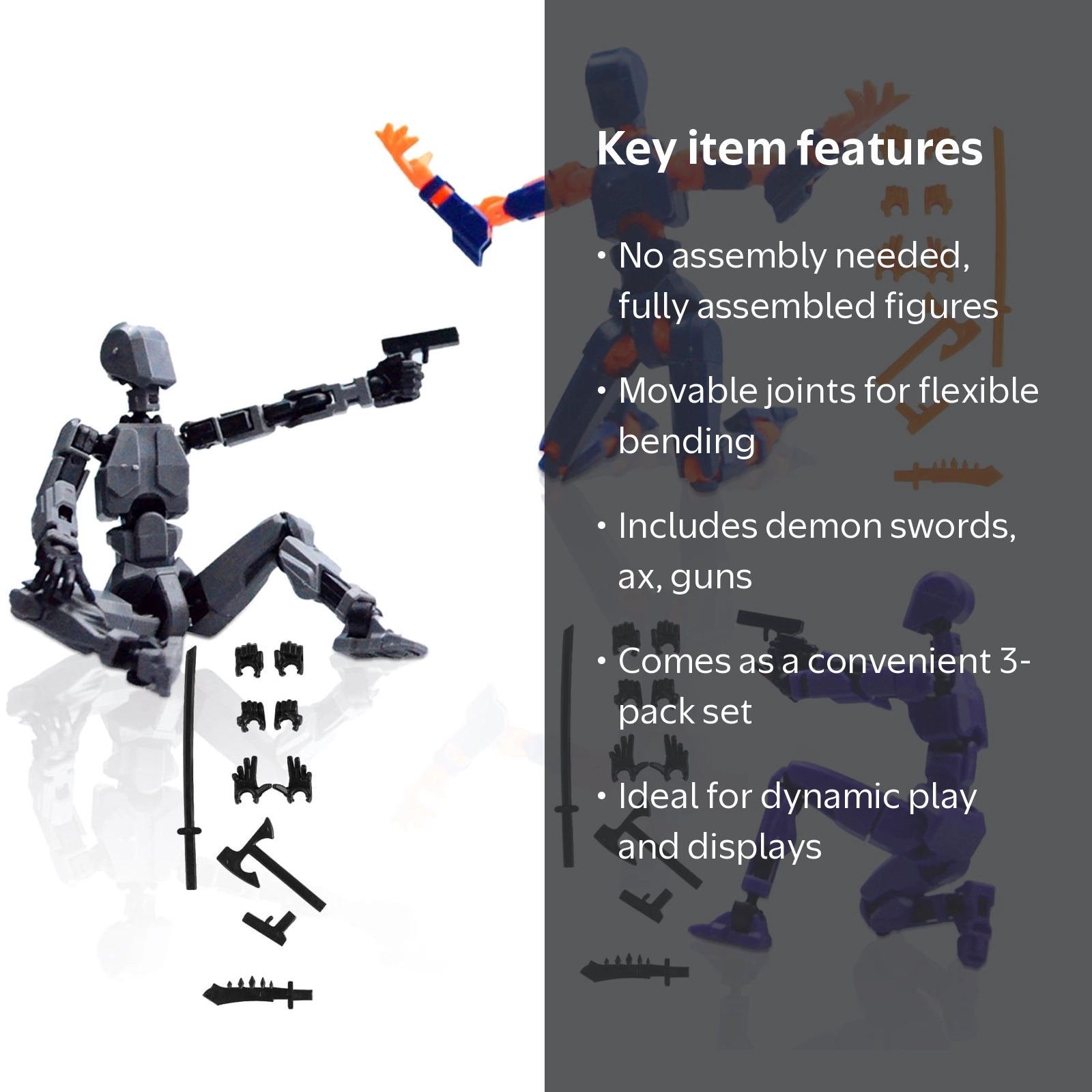 10AGIRL T13 Action Figure Set, 3 Pack Assembled, Movable Joints