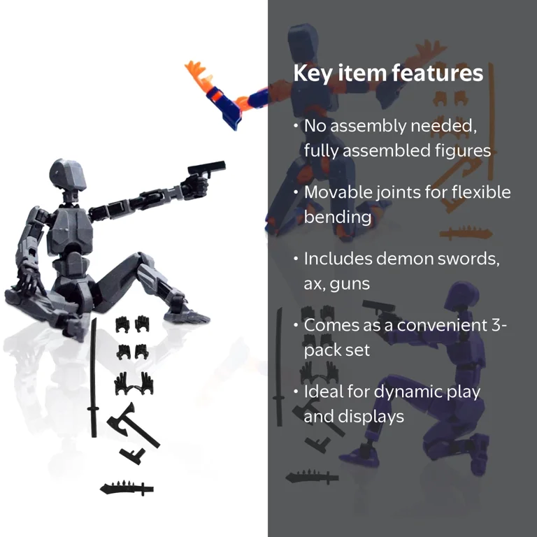 10AGIRL T13 Action Figure Set, 3 Pack Assembled, Movable Joints