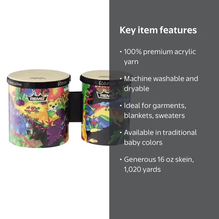 Remo, Kids Percussion Bongo Drum, Fabric Rain Forest 5'' and 6