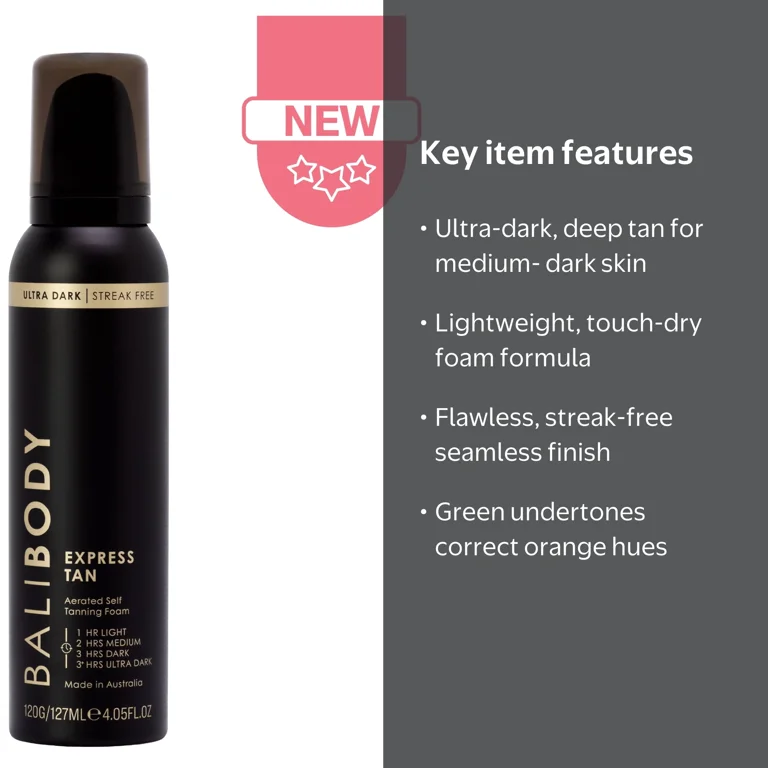 Bali Body Aerated Sunless Self Tanner Foam Express Tan Ultra Dark