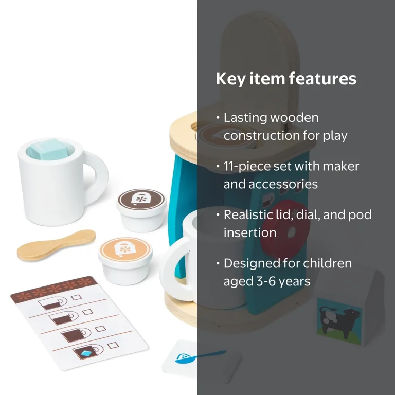Free Shipping! Melissa & Doug Wooden Coffee Maker Set with 11