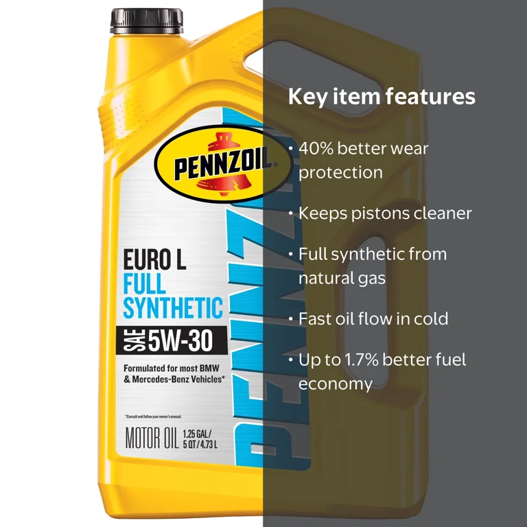 Pennzoil Platinum Euro L Full Synthetic 5W-30 Motor Oil, 5 Quart