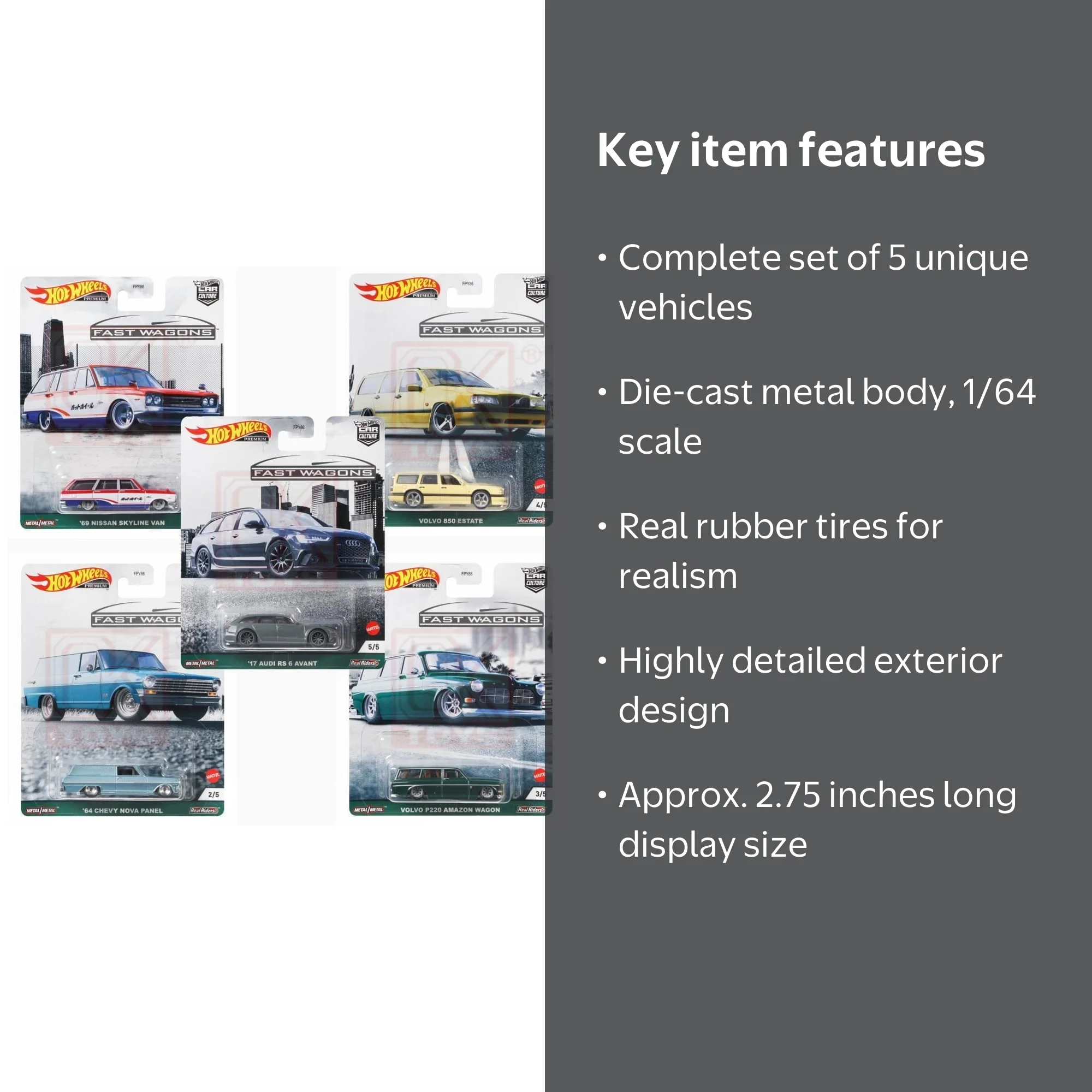 Hot Wheels 2021 Car Culture Fast Wagons Series, Set of 5, 1/64