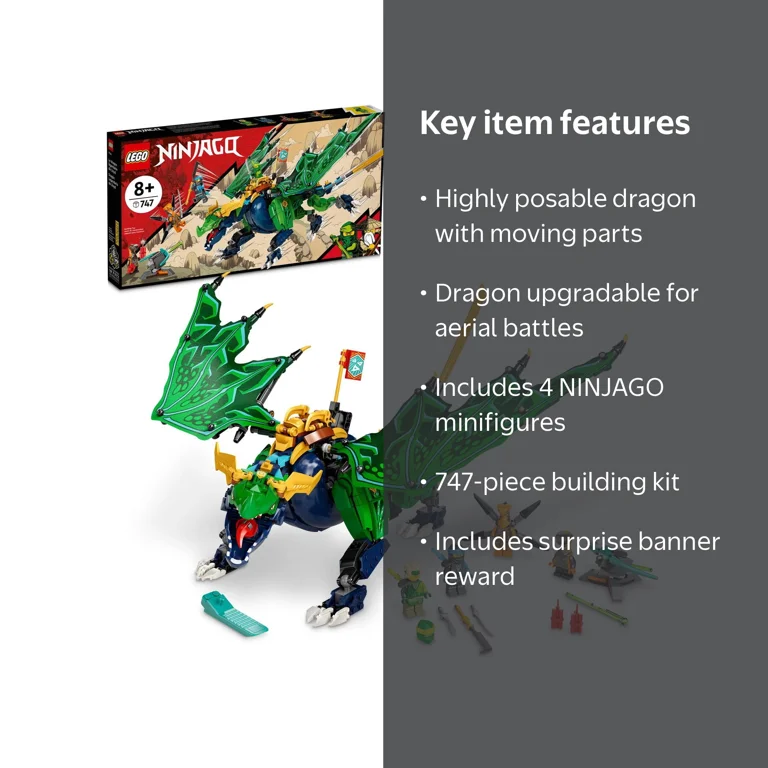 Legend (8点セット) LEGO, NINJAGO Lloyd's Legendary Dragon Set, 747 Pieces, Multicolor