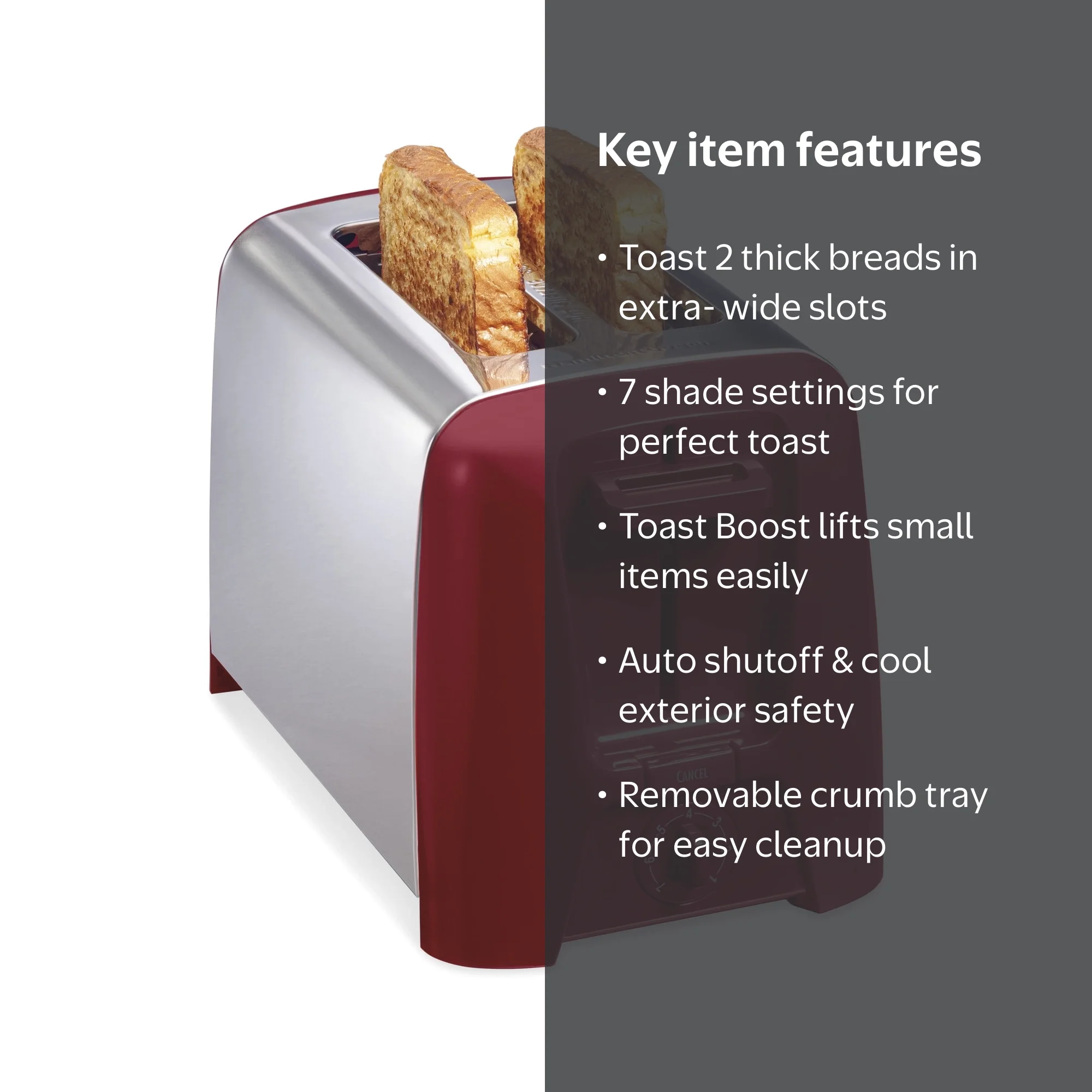 アメリカントースト　Hamilton Beach Hamilton Beach, Toaster, 2-Slice with Extra-Wide Slots, Red