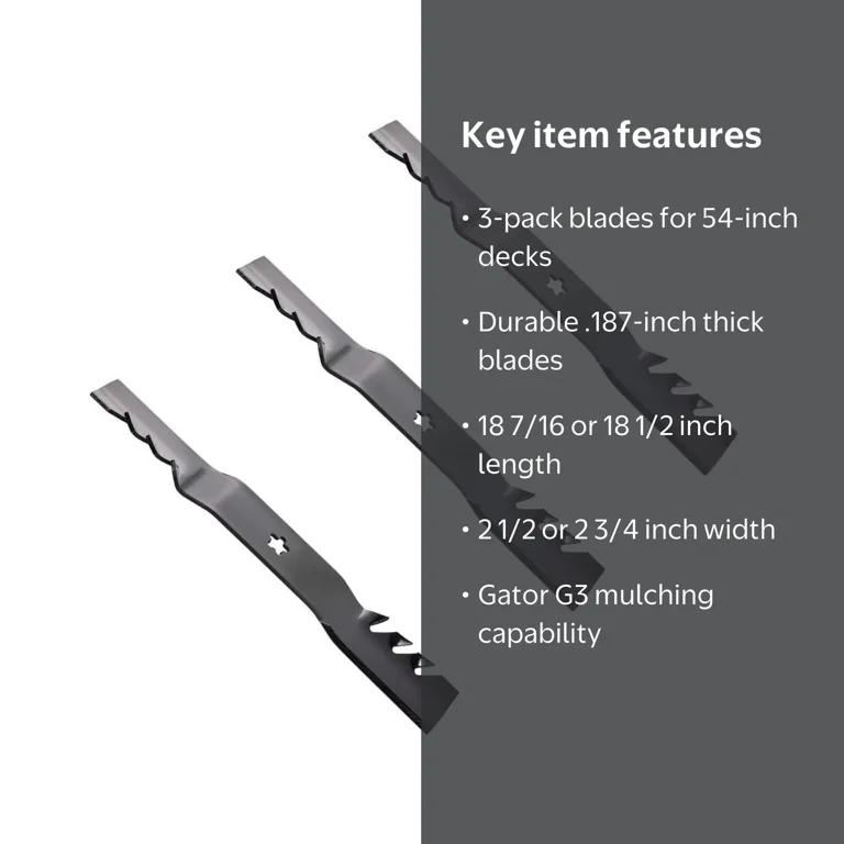 54-Inch Mower Mulch Gator Blades 187254 187255 187256 Husqvarna