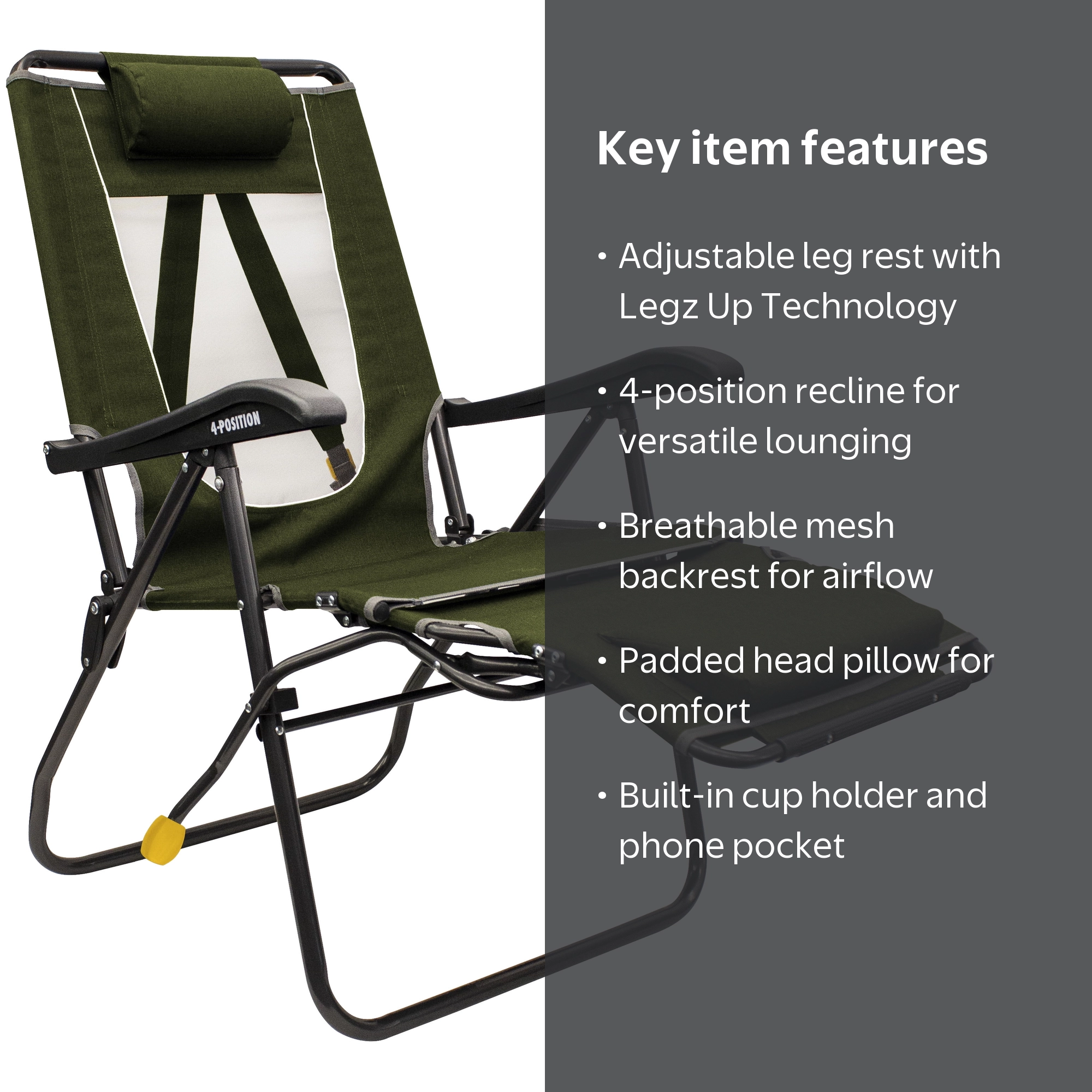 GCI Outdoor Legz Up Lounger, Adjustable, Folding, Reclining