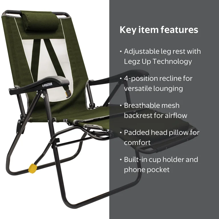 GCI Outdoor Legz Up Lounger, Adjustable, Folding, Reclining