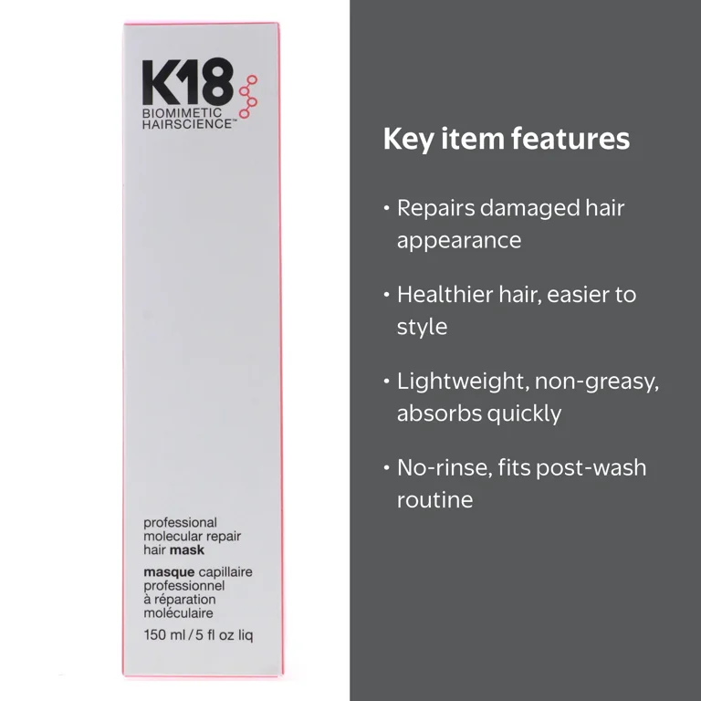 K18 Leave-In Molecular Repair Hair Mask, 2PCS, 5oz/150ml, Repairs