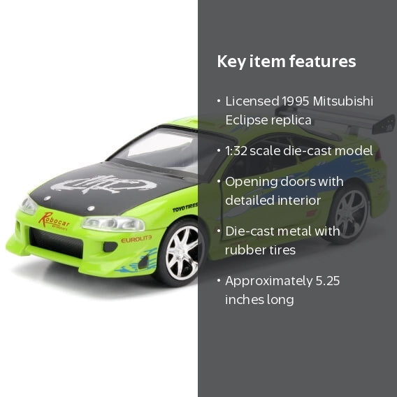 Jada Toy Collectible Brian's 1995 Mitsubishi Eclipse Fast