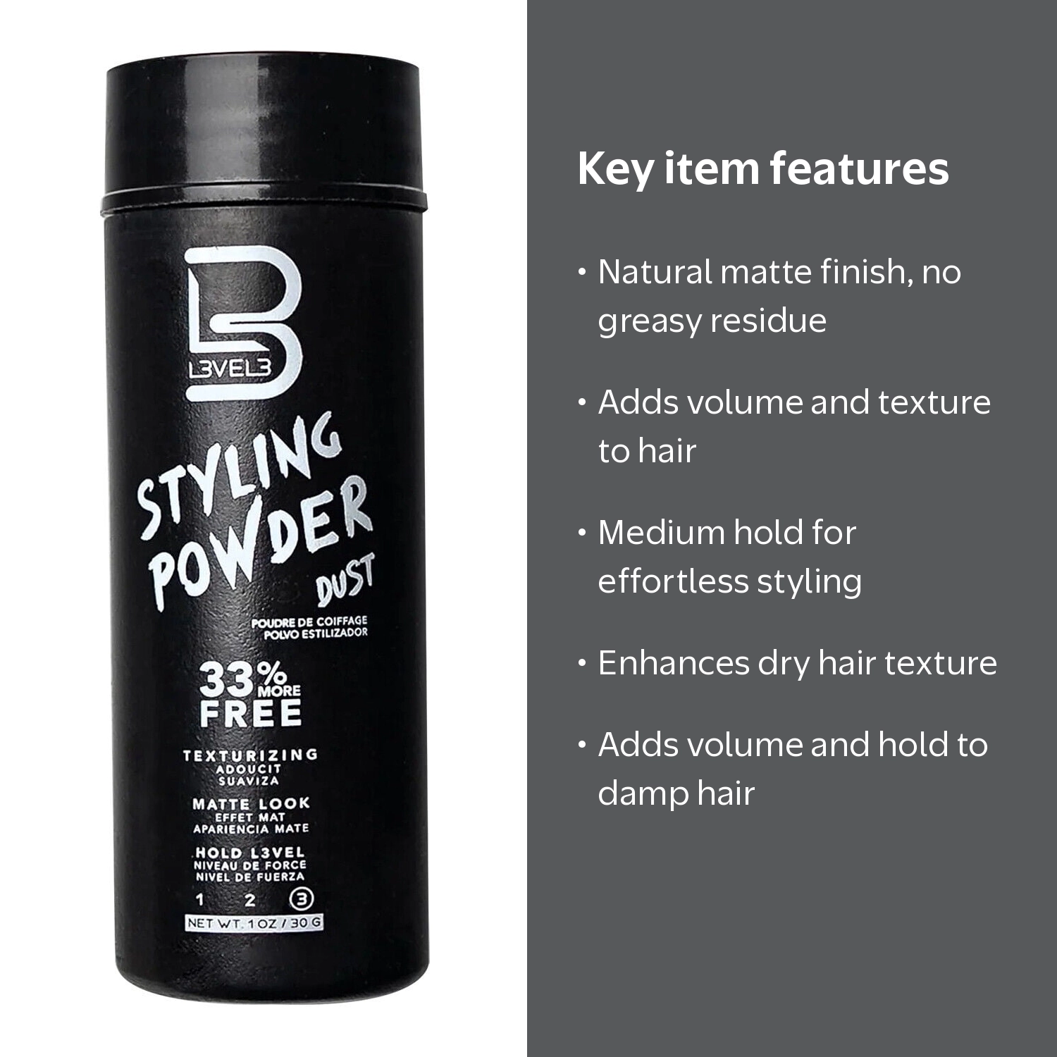 Soatuto Level 3 Styling Powder, Mens Texture Powder, Matte Finish