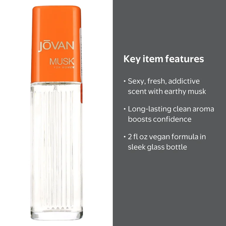 Jovan Musk Cologne Spray for Women, 2 fl oz, Floral Fragrance