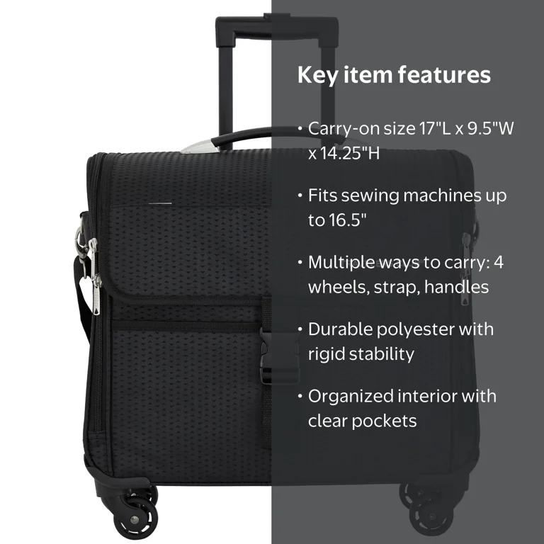 Travelers Club 17-inch Travel 4-Wheel Rolling Sewing Machine Bag
