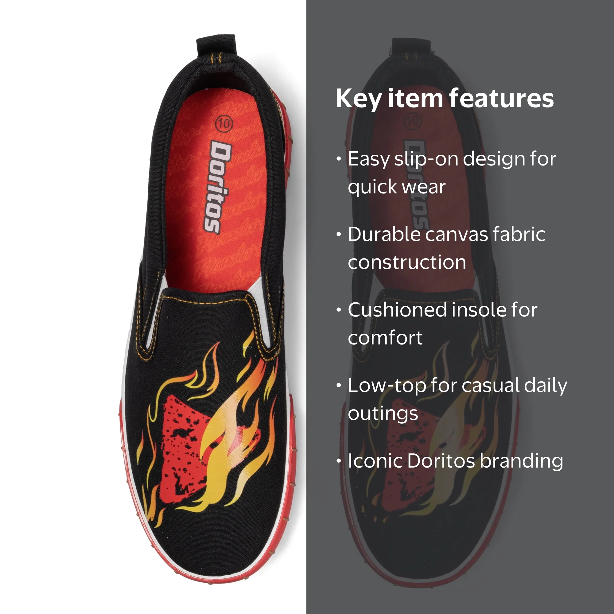 Doritos Flamin Hot Slip On Sneakers Men\'s Size 10 Canvas Red Black Doritos Flamin main image 4