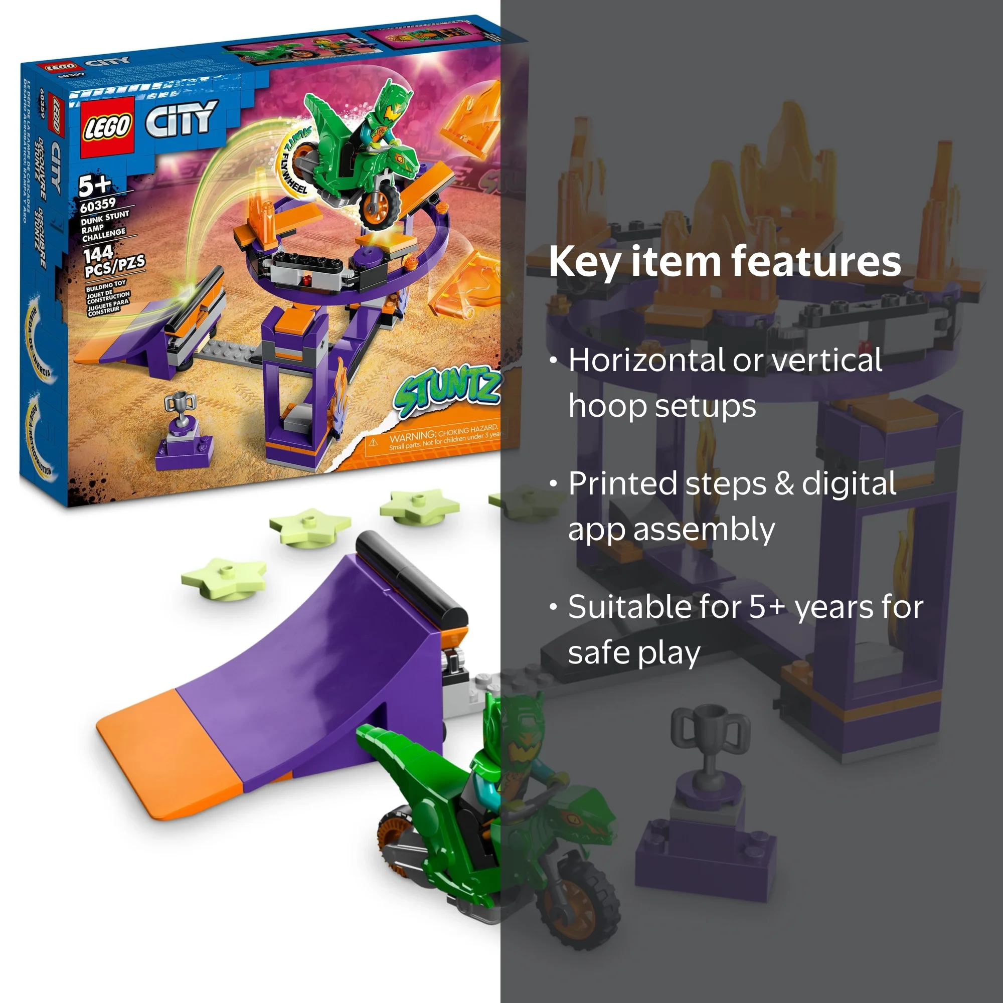 LEGO, City Stuntz Dunk Stunt Ramp Challenge, 60359, 2-in-1 Action