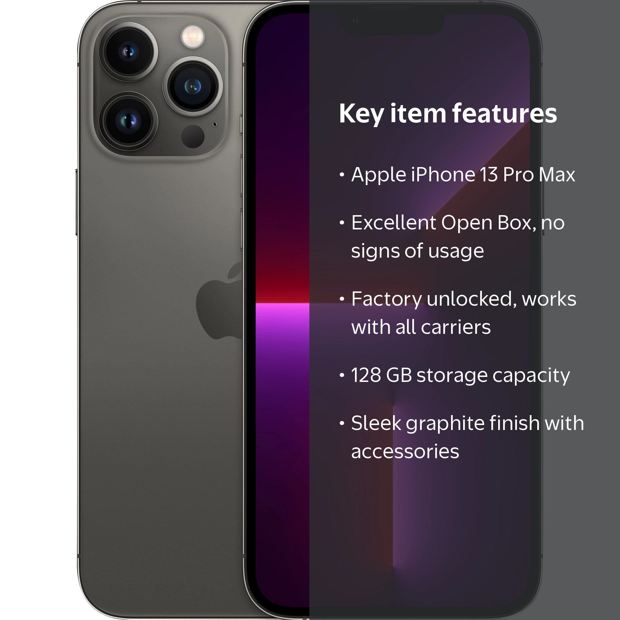 Apple Open Box iPhone 13 Pro Max 128GB Graphite Carrier Unlocked