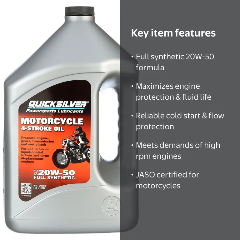 Quicksilver 20W-50 Full Synthetic Motorcycle Oil, 1 Gallon