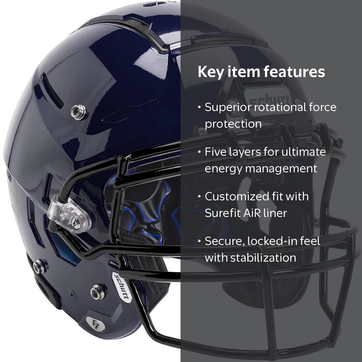 Schutt F7 VTD Adult Football Helmet - Collegiate Package with Full