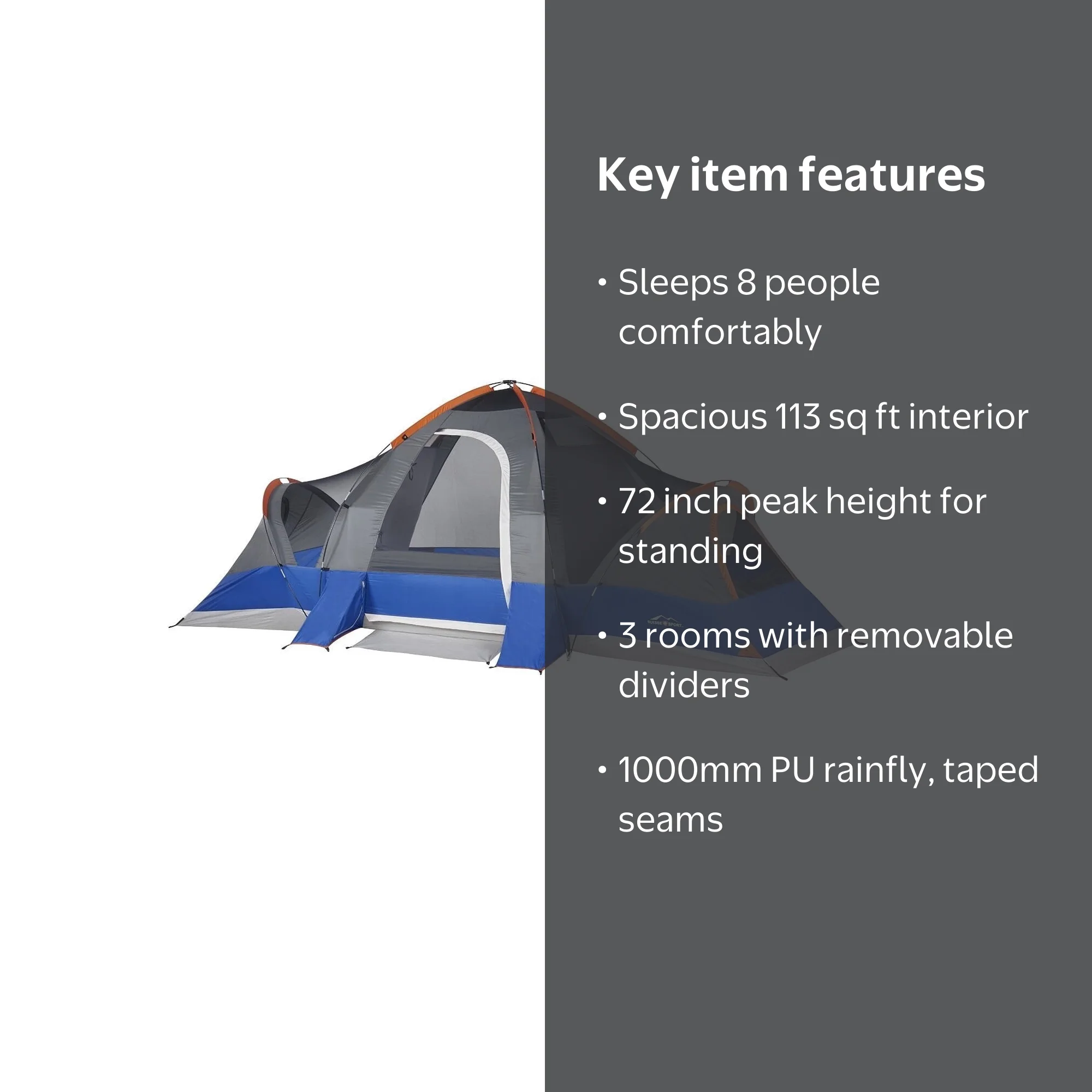 Suisse Sport Wyoming 3-Person Dome Tent, 18'x10' - Walmart.com