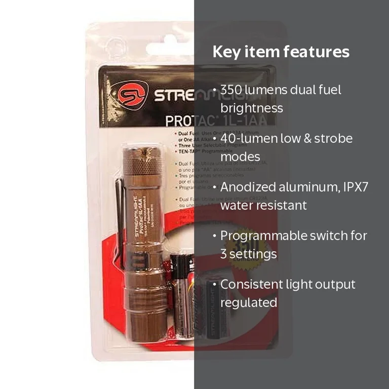 Streamlight Protac 1L-1AA LED Flashlight, 350 Lumen, AA, Brown