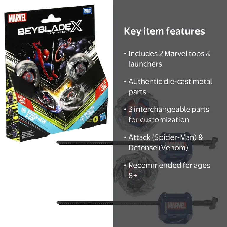 Beyblade X Marvel Collab Spider-Man 3-60F vs. Venom 3-80N