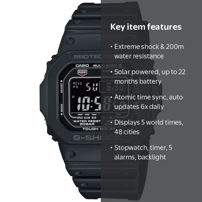 CASIO G-Shock GW-M5610U-1B 20 ATM Water Resistant Solar Radio Wave