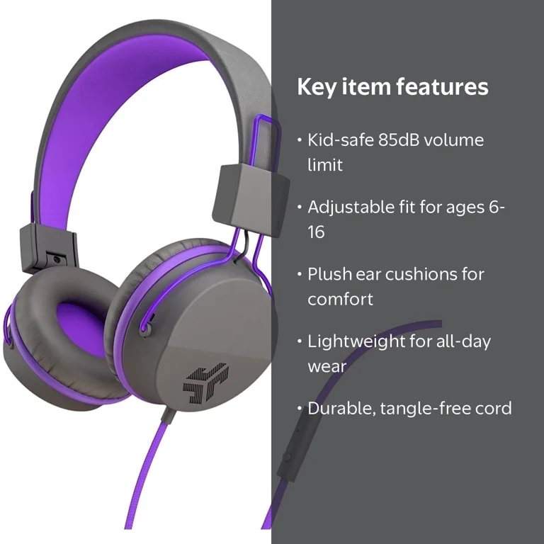 JLab, Headphones, Kids Wired, Volume Safe, Folding, Adjustable