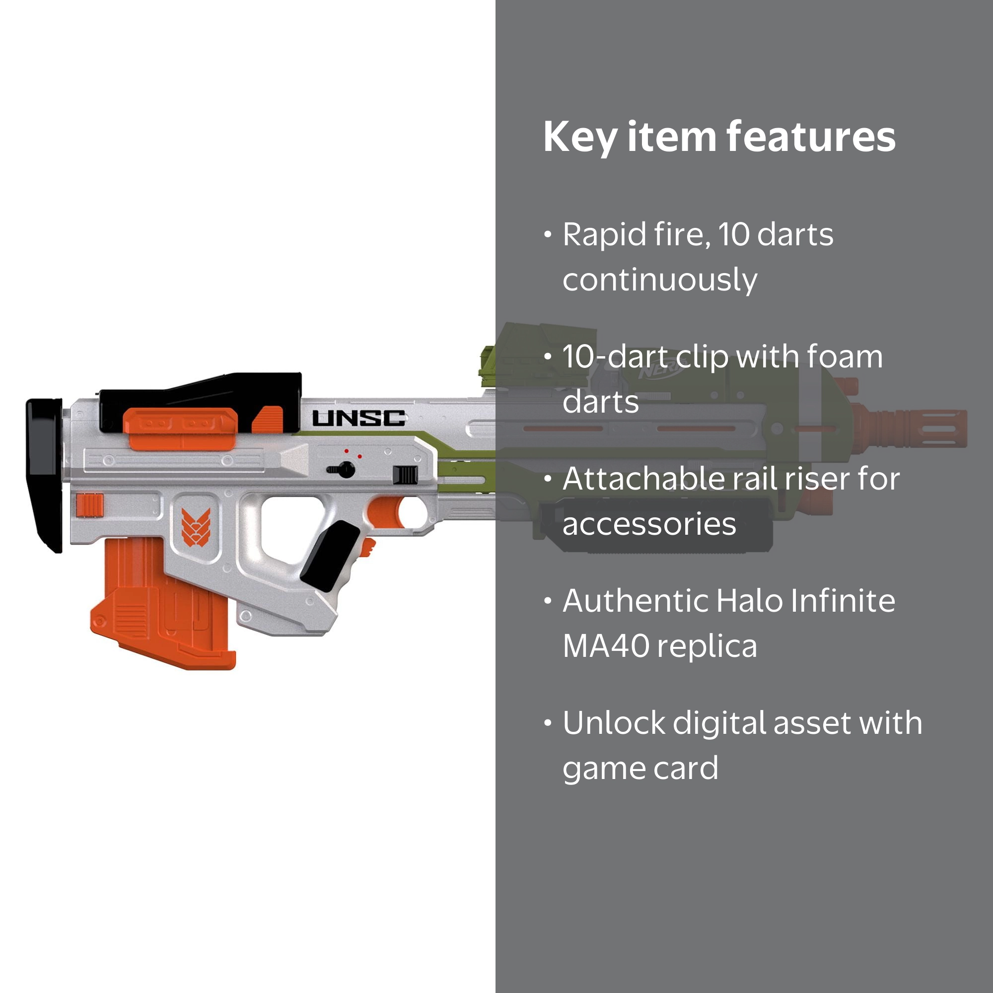 Nerf Halo Motorized Dart Blaster with 10-Dart Clip & Riser