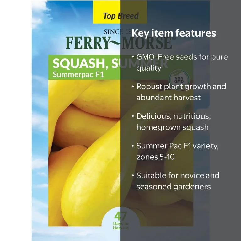 Ferry-Morse 1.5G Squash Summer Pac F1 Annual Vegetable Seeds, Full