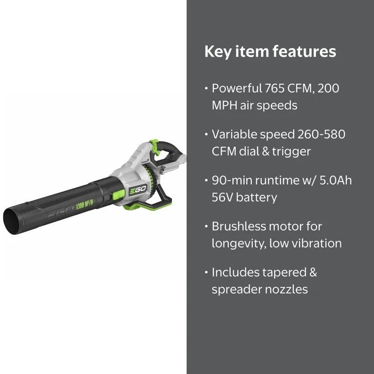 EGO Power+ Blower 765 CFM, 200 MPH, Bare Tool, Variable-Speed Dial