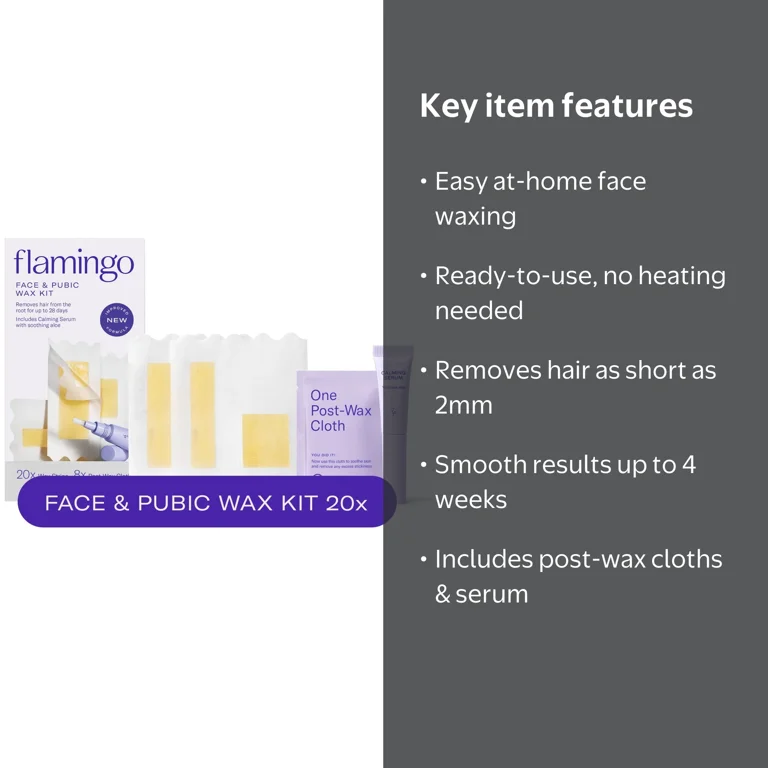 Flamingo Women's Face Wax Kit, 20ct - Gel Hair Remover, Lip and