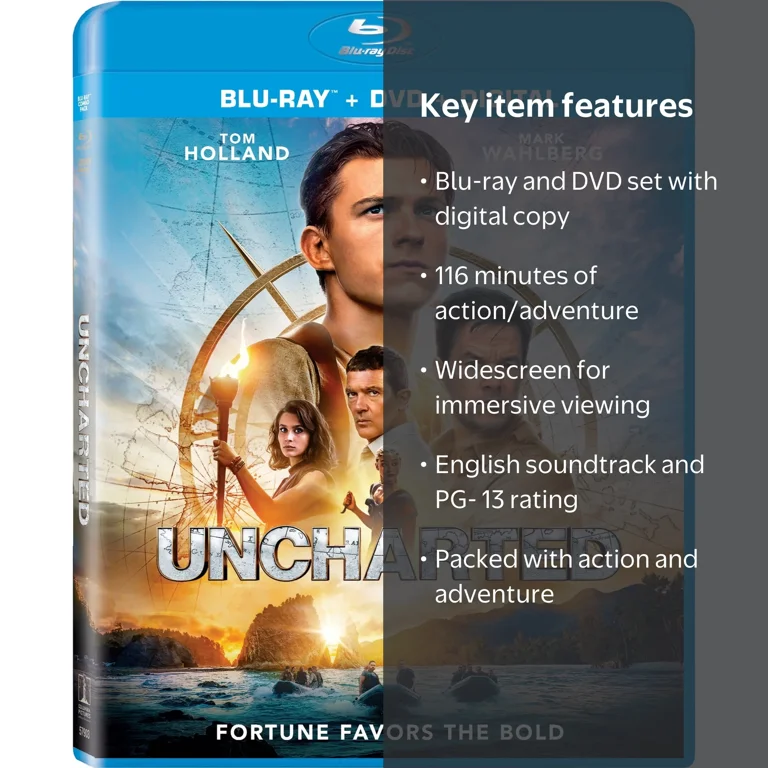 Uncharted Blu-ray + DVD + Digital Copy, Two-disc Adventure