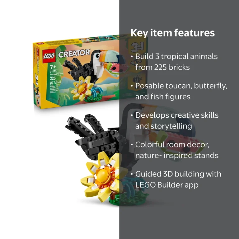 LEGO, Creator 3 in 1 Wild Animals Tropical Toucan Building Toy