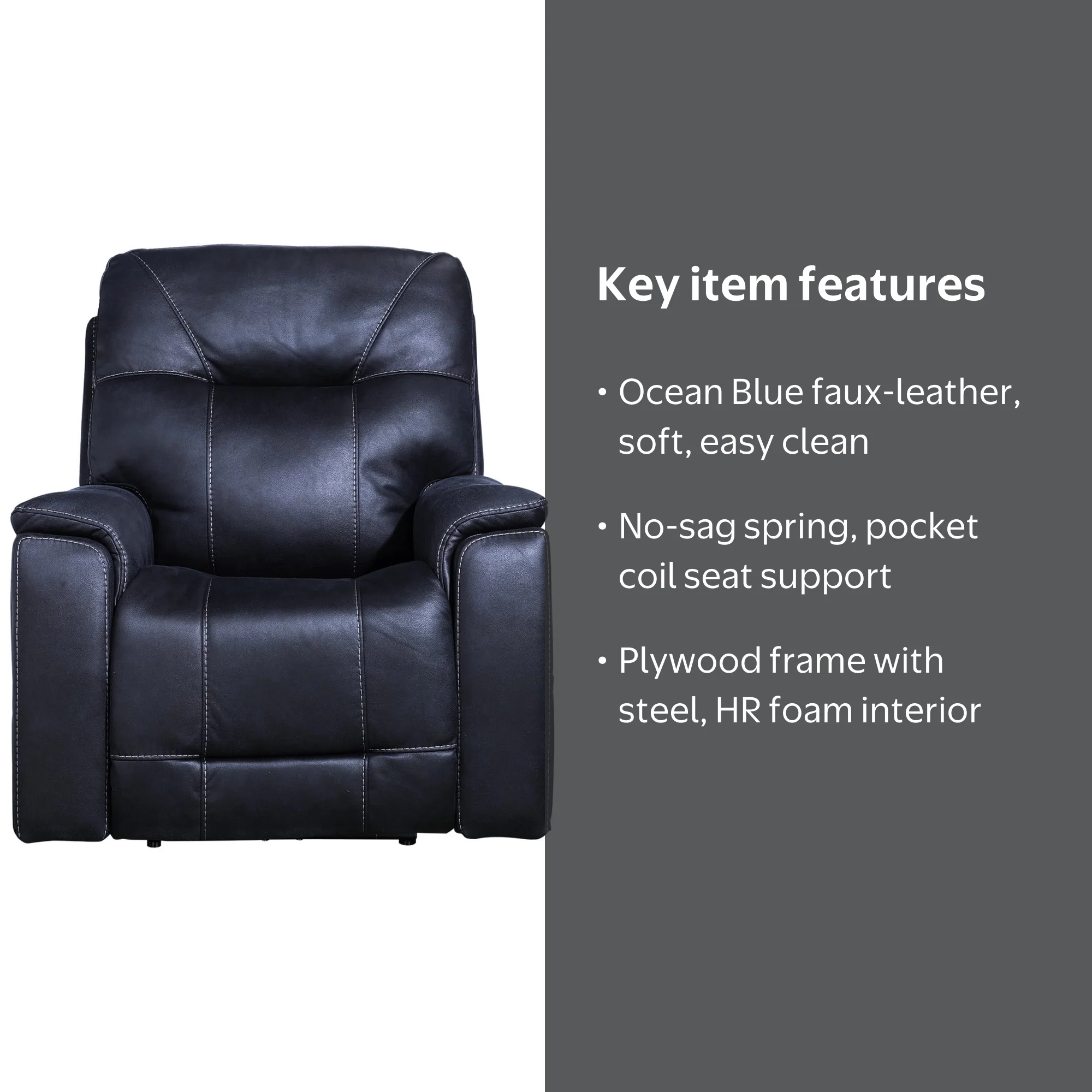 Lexington Fabric Home, Ocean Blue Faux Leather Power Media
