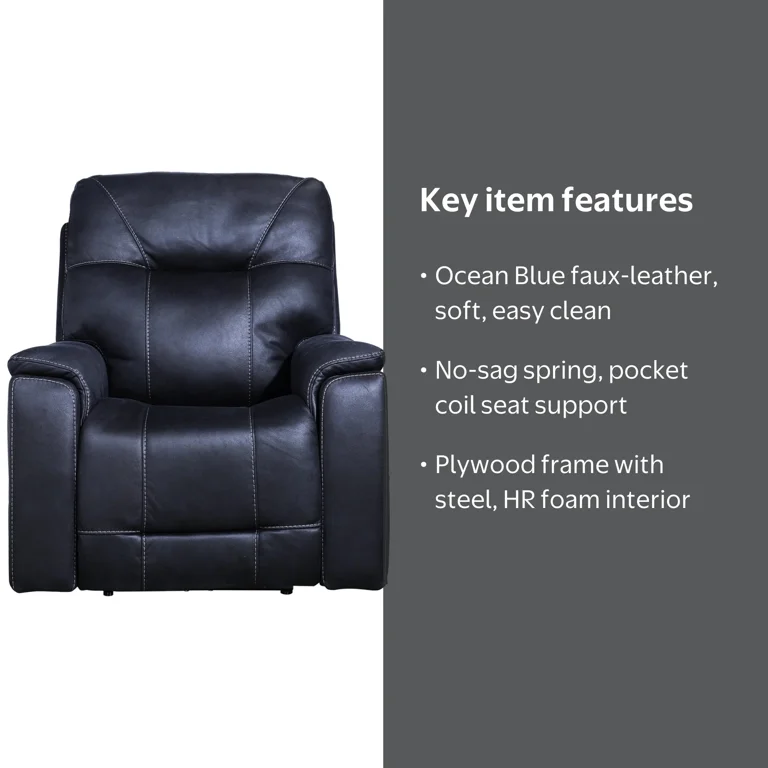 FDK76 アメリカ製 LEXINGTON レキシントン オットマン スクエア Lexington Fabric Home, Ocean Blue Faux Leather Power Media