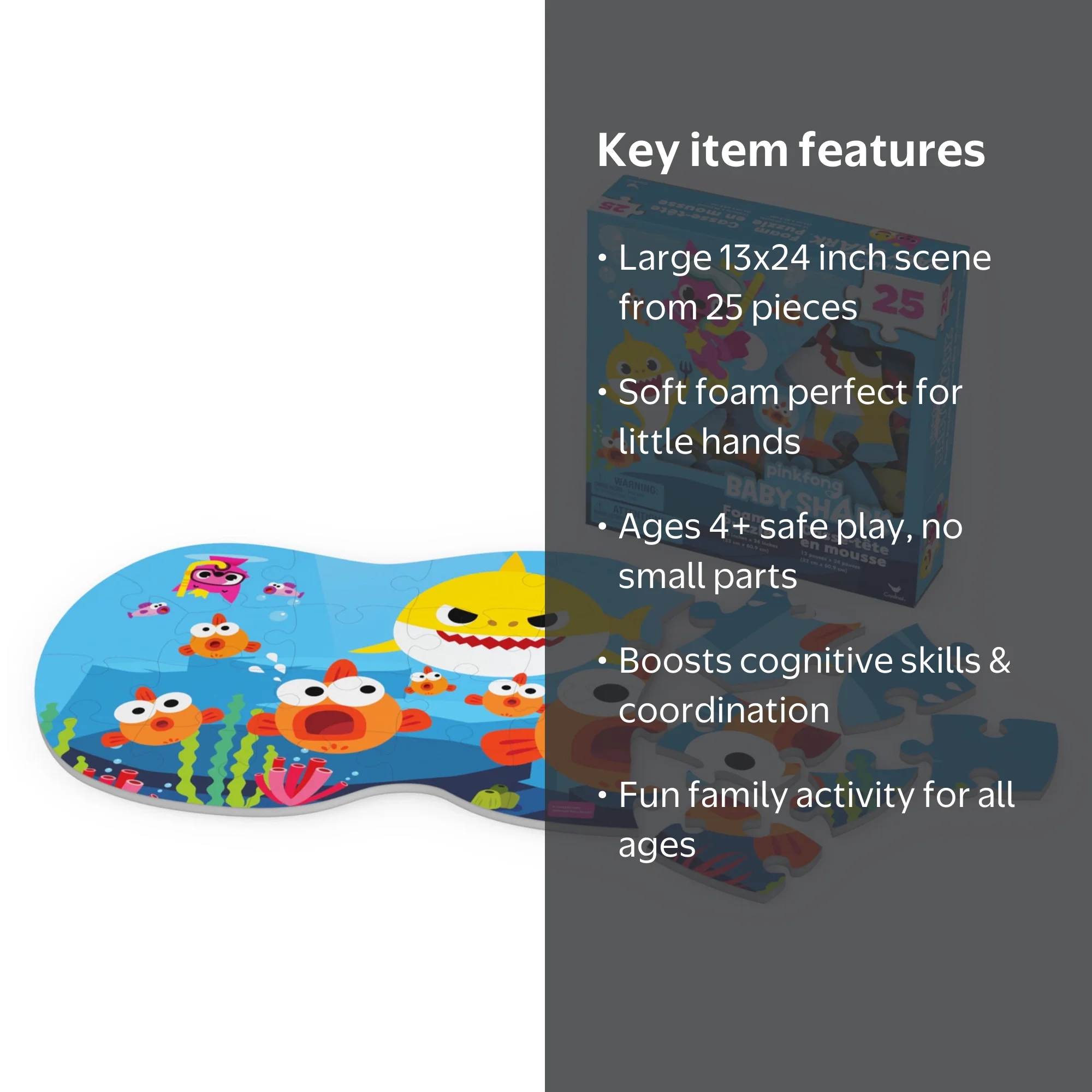 Pinkfong Baby Shark Foam Puzzle for Kids - 25-Piece Floor Play