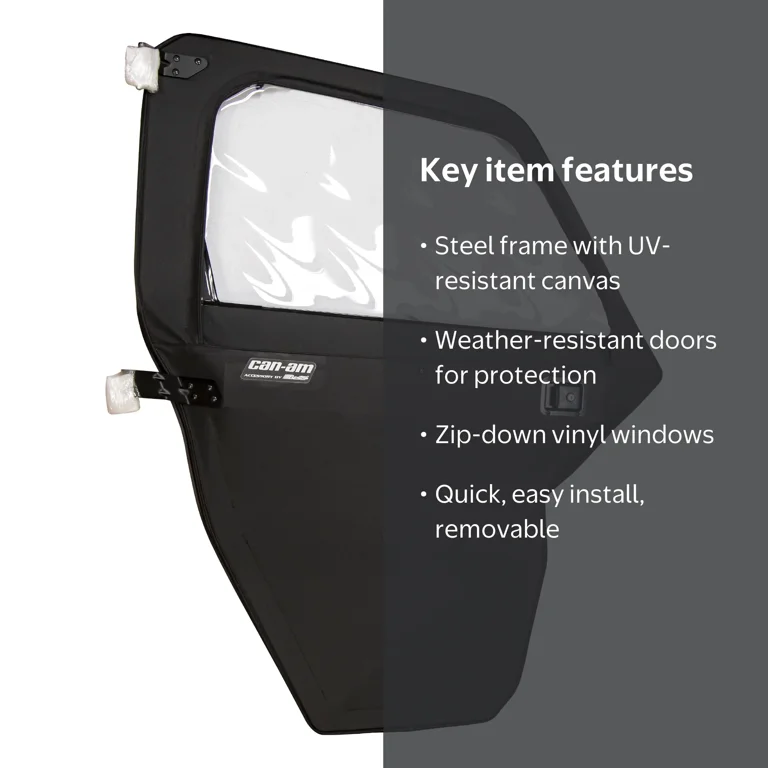 Can-Am 715008059 Black Soft Doors Kit 2016-2021 Defender HD5 HD8