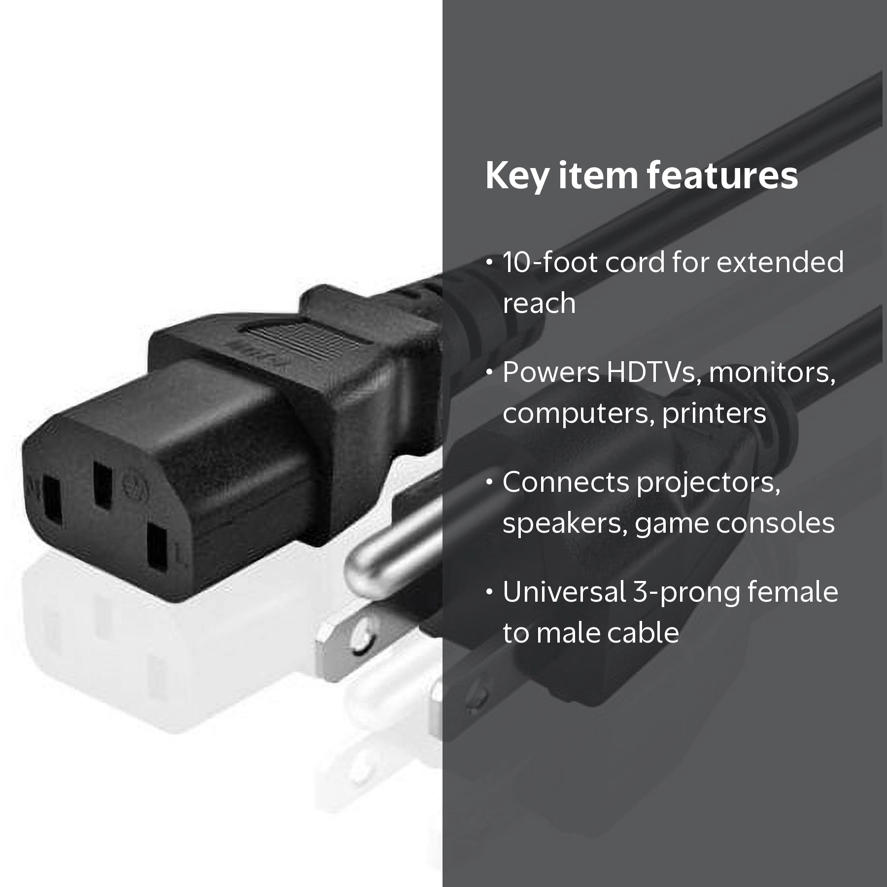 plasma BODY 本体 充電ケーブル付き 10Ft 3Prong AC Power Cord for Samsung Toshiba Vizio Sharp Philips