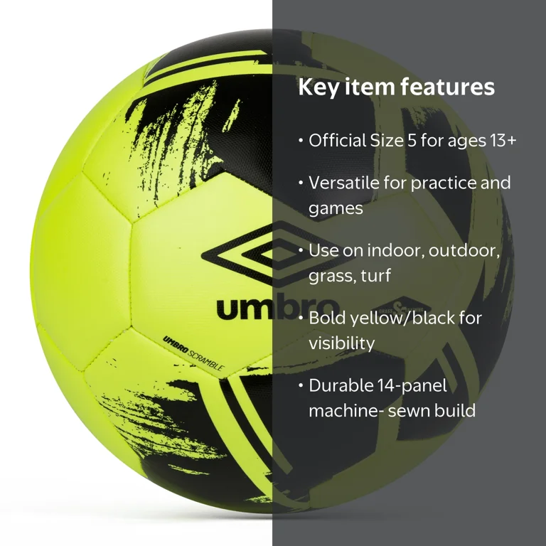 Umbro Scramble Size 5 Training Soccer Ball, Yellow and Black