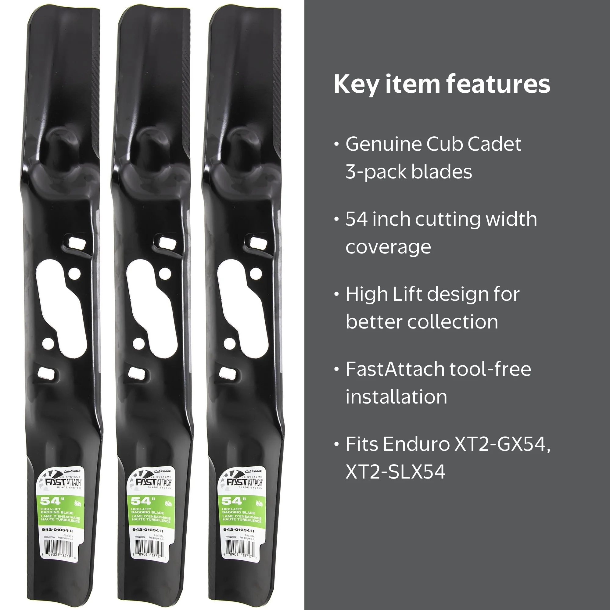 CUB CADET High Lift FastAttach Blades 3-Pack 54