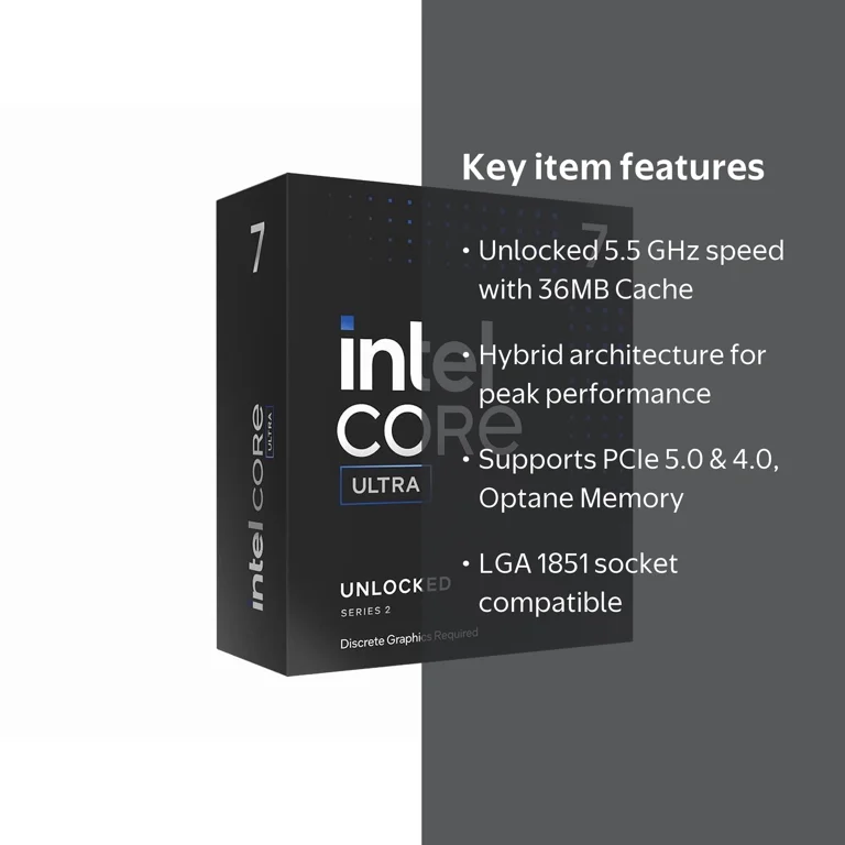 Intel Core Ultra 7 265KF - 20-Core, Up to 5.5 GHz Desktop Intel Core Ultra 7 265KF - 20-Core, Up to 5.5 GHz Desktop