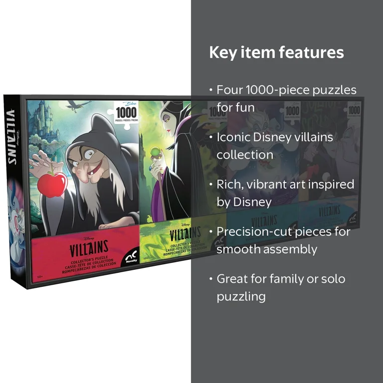 Disney VILLAINS コレクターズパズル 1000ピース×4種 未開封 Disney Villains Collector's Puzzle Set – 4-Pack (1000 Pieces Each