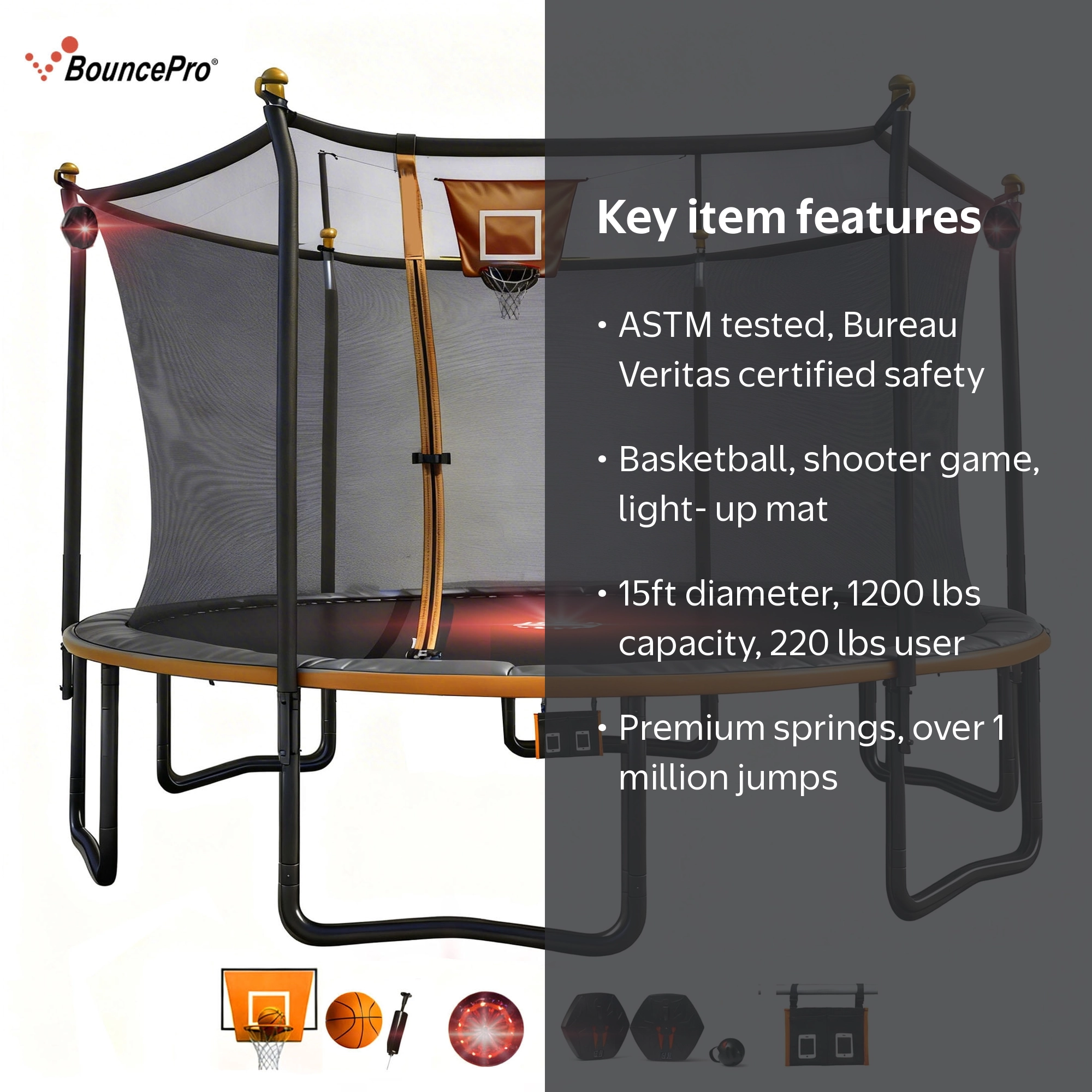 Sportspower BouncePro 15ft Multiplay Trampoline Meets ASTM Safety