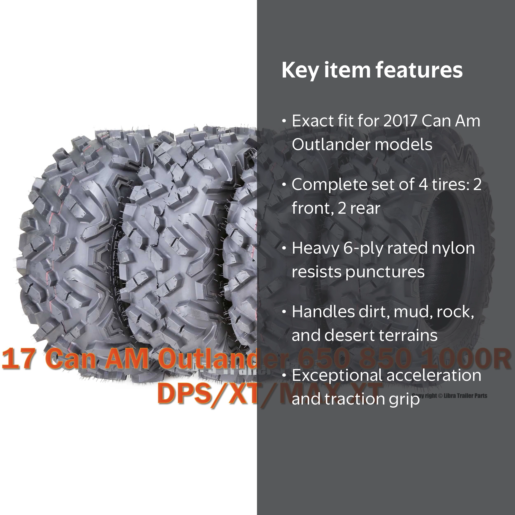 4 ATV Tires 26x8-14 & 26x10-14 for 17 Can AM Outlander 650 850