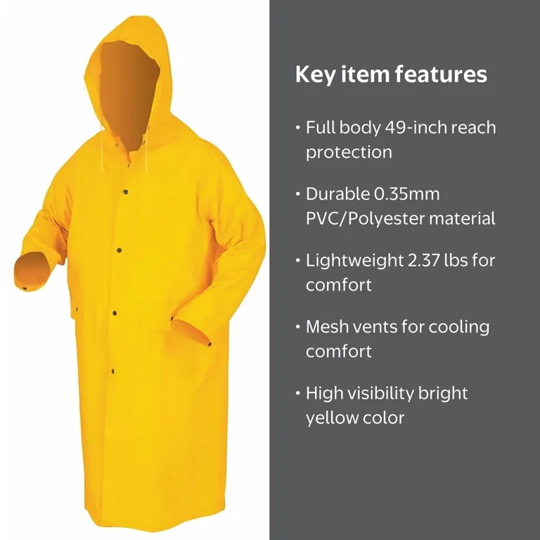 Classic Waterproof Rain Jacket, Detachable Hood, PVC/Polyester