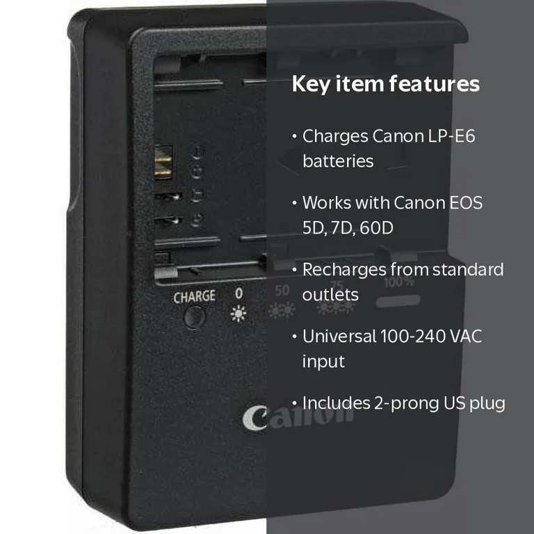 Canon, Battery Charger, for LP-E6, Black, for EOS 5D Mark II